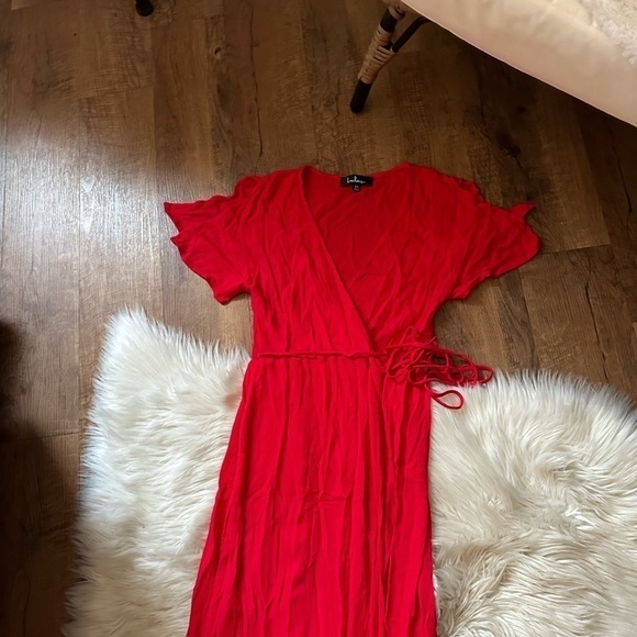 LULU’S Much Obliged Red Wrap Maxi Dress - Picture 3 of 4